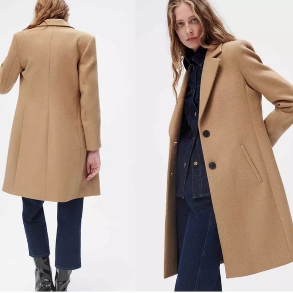 ZARA NEW WOOL MENSWEAR STYLE COAT CAMEL Size XXL Extra Large NWT  8871/289 - Picture 2 of 8